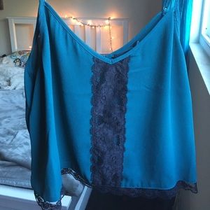 Blue and Black Lace Top